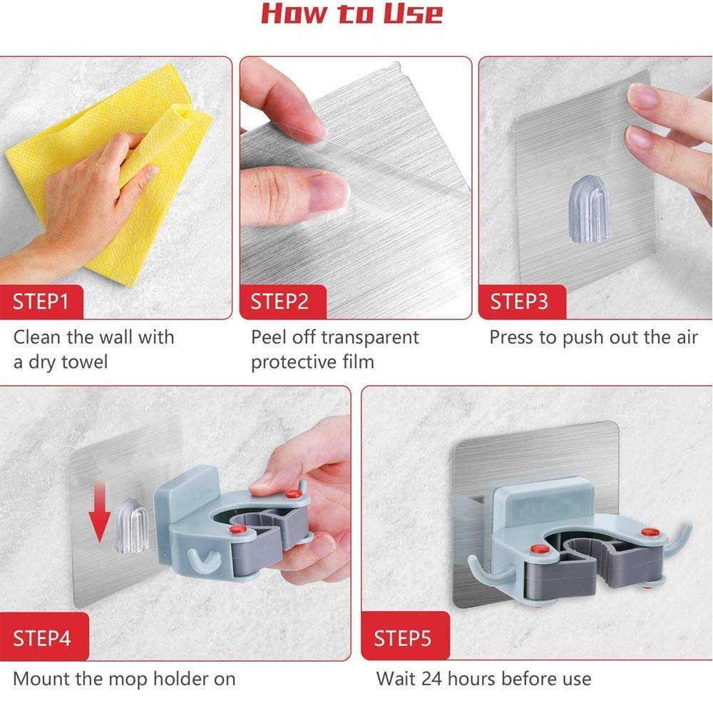 1 Slot Broom Holder Mop Hook ? Wall-Mounted Organizer for Cleaning Tools ? Easy Installation and Space-Saving Solution