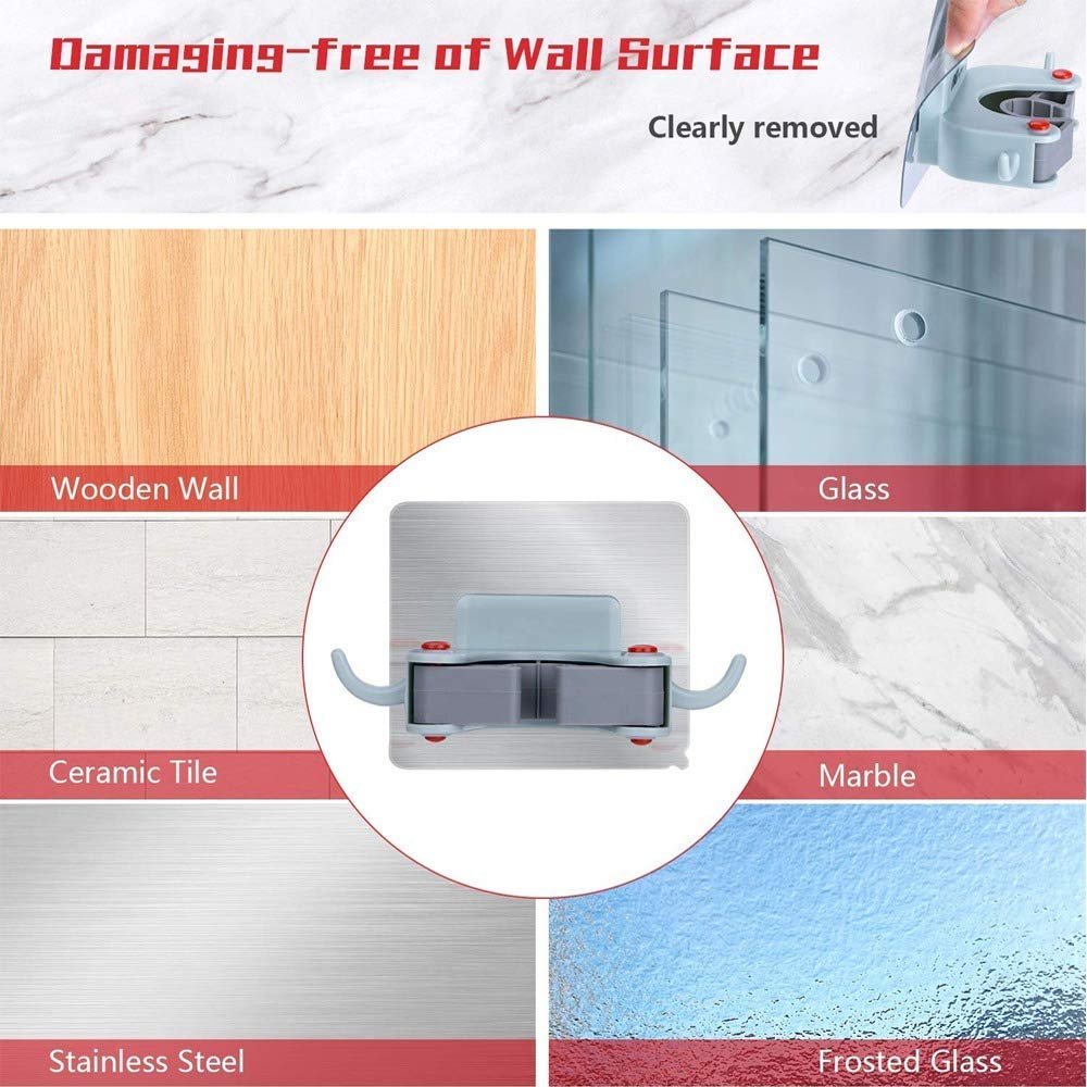 1 Slot Broom Holder Mop Hook ? Wall-Mounted Organizer for Cleaning Tools ? Easy Installation and Space-Saving Solution