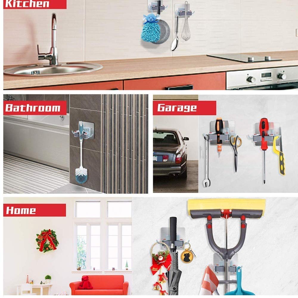 1 Slot Broom Holder Mop Hook ? Wall-Mounted Organizer for Cleaning Tools ? Easy Installation and Space-Saving Solution
