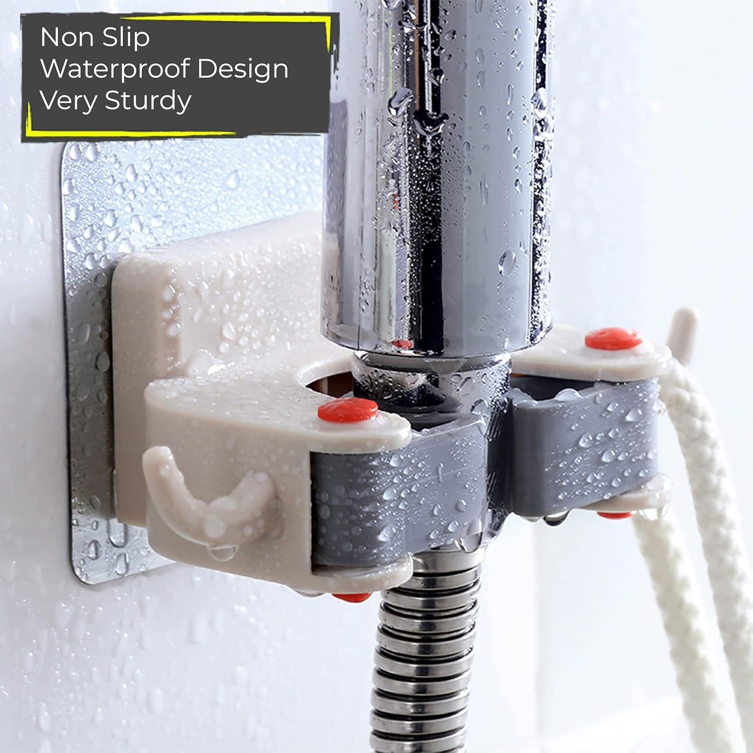 1 Slot Broom Holder Mop Hook ? Wall-Mounted Organizer for Cleaning Tools ? Easy Installation and Space-Saving Solution