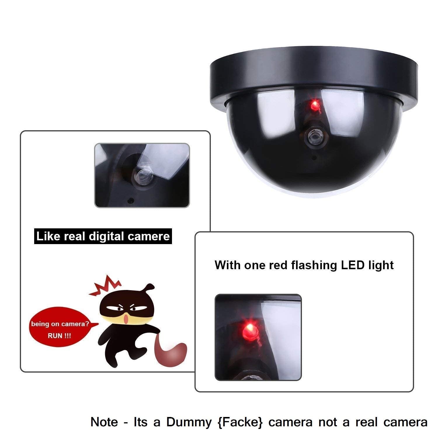 Small Dummy Camera ? Realistic Surveillance Camera for Home Security, Fake Security Camera with LED Light for Indoor/Outdoor Use