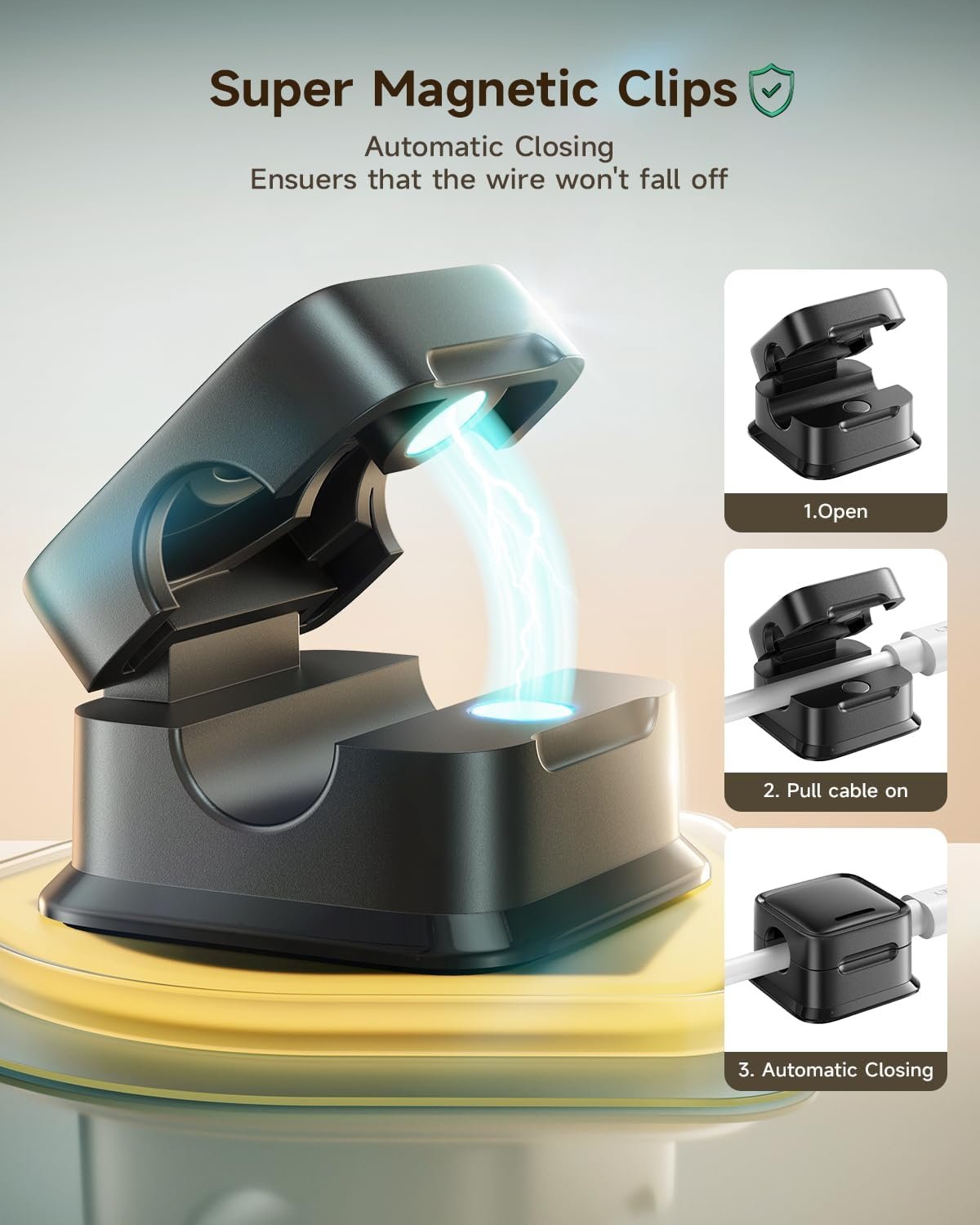6 Pack Magnetic Cable Clips ? Cable Organizer for Charging Cords, USB Cables, and More, Strong Magnetic Hold
