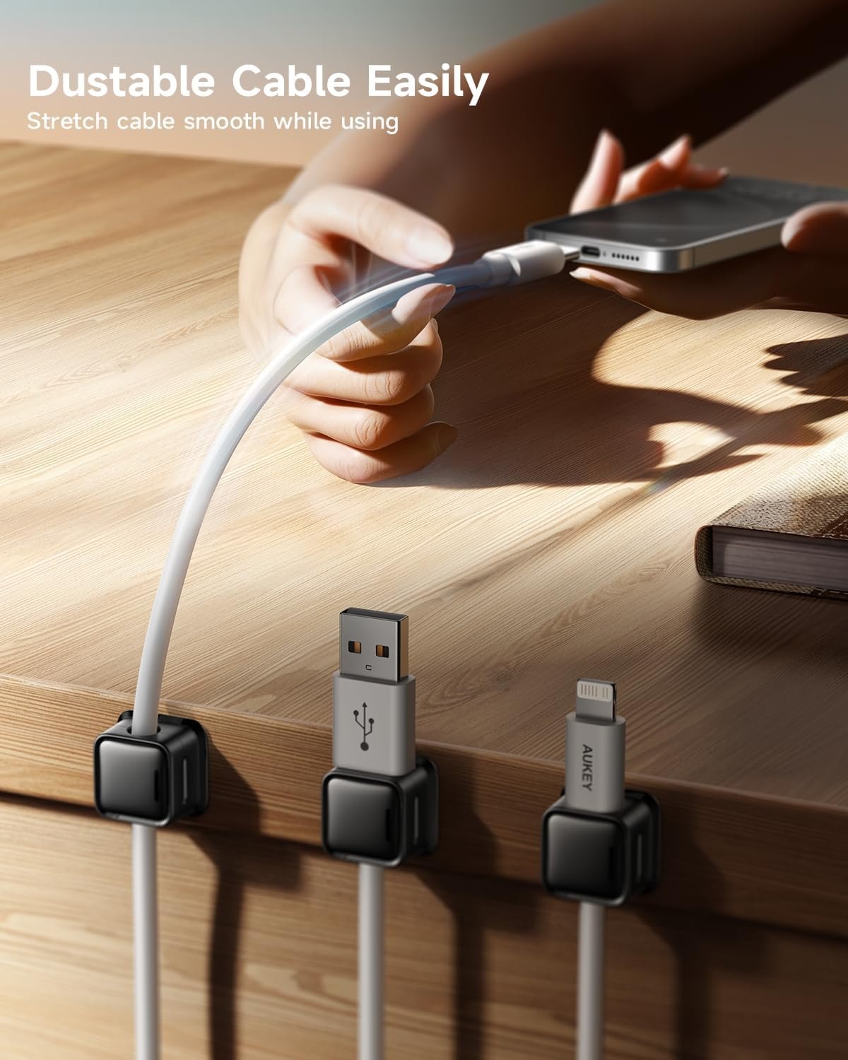 6 Pack Magnetic Cable Clips ? Cable Organizer for Charging Cords, USB Cables, and More, Strong Magnetic Hold