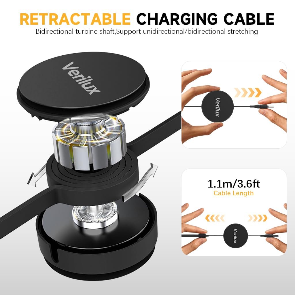 3 in 1 Multifunctional Rollup Charging Cable ? Tangle-Free Cable for iPhone, Android, and Type-C Devices