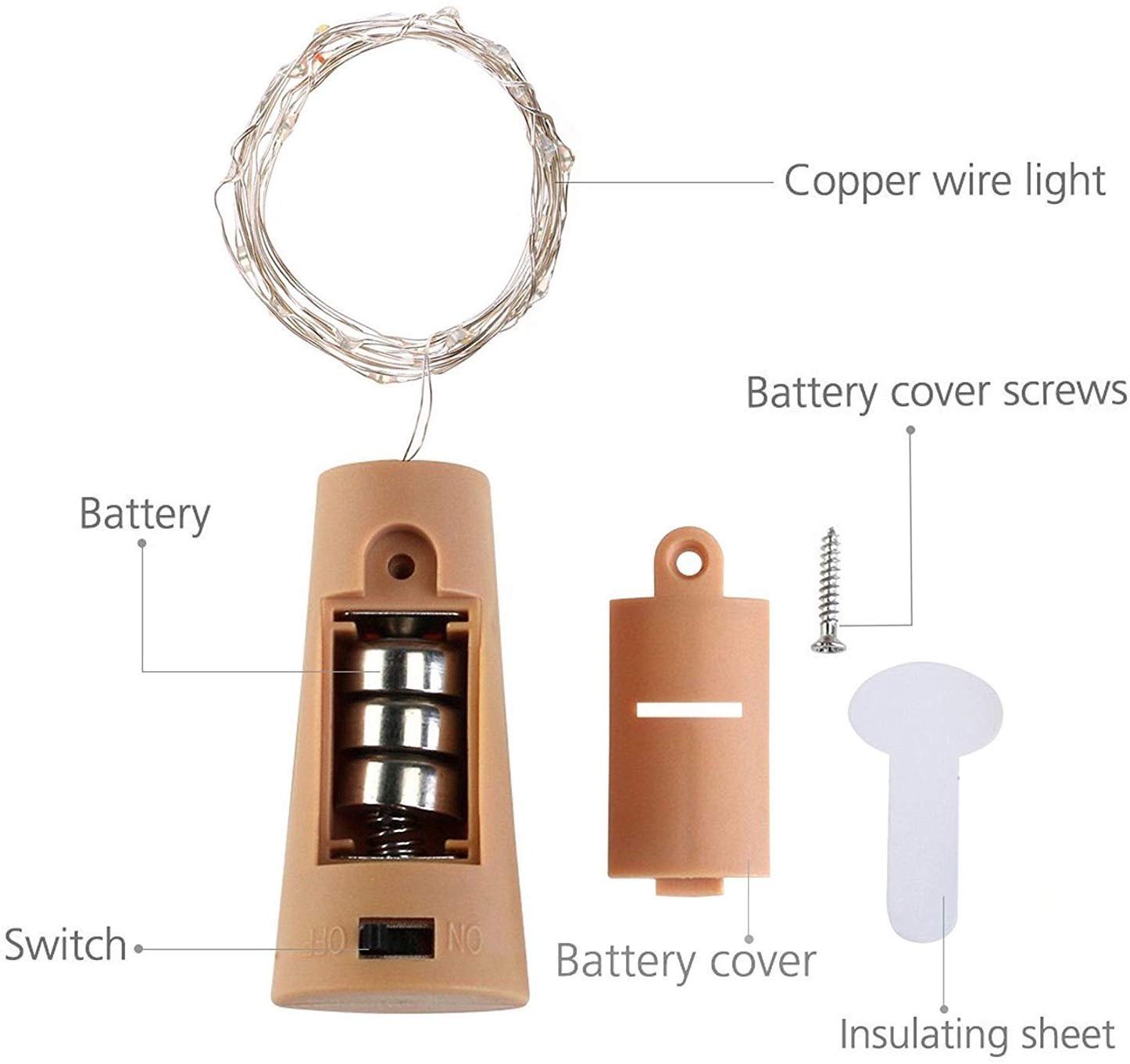 Wine Bottle Light ? LED Cork Fairy String Lights for Bottles, Battery Operated Decorative Lighting for Home, Parties, Weddings & DIY Crafts