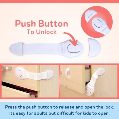 Child Safety Lock (1 PC) ? Adhesive Cabinet & Drawer Lock for Baby Proofing, No Drilling Required
