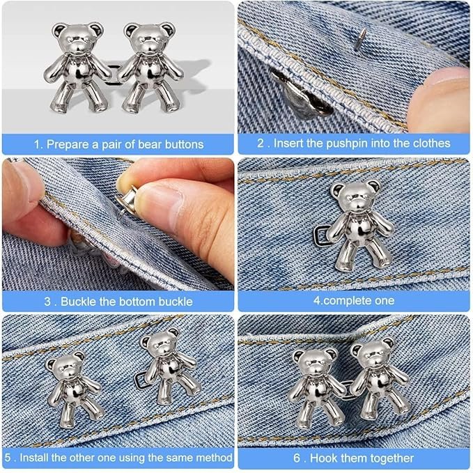 1 Pair Cute Bear Snap Buckles ? Adorable Animal Shaped Buckles for Bags, Clothes & Accessories