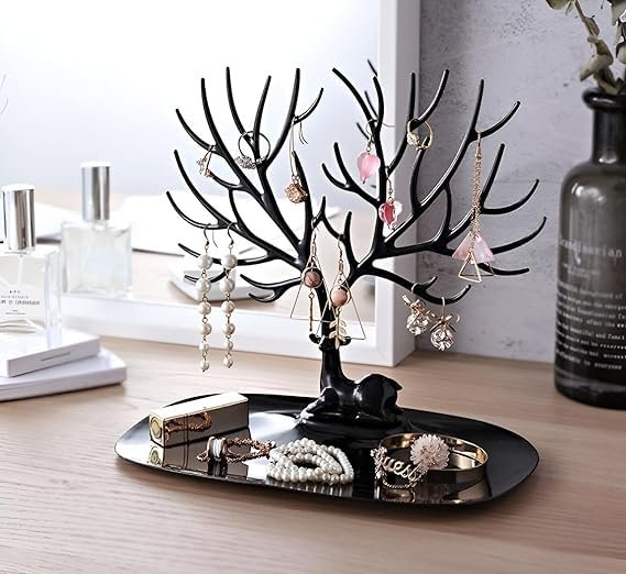 Deer Tree Shaped Jewellery Display Holder ? Elegant & Functional Jewelry Organizer for Necklaces, Rings & Earrings