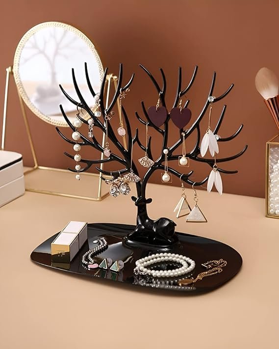 Deer Tree Shaped Jewellery Display Holder ? Elegant & Functional Jewelry Organizer for Necklaces, Rings & Earrings