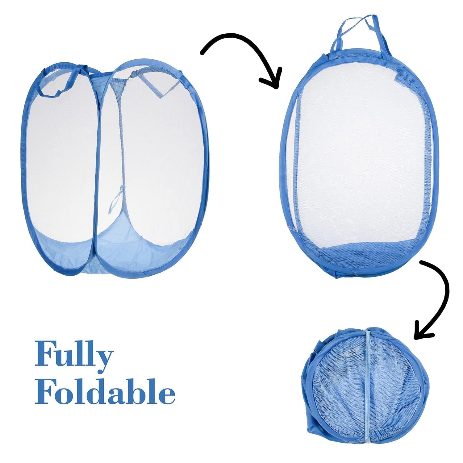 Net Laundry Bag Foldable ? Breathable Mesh Laundry Basket with Handles, Space-Saving Design