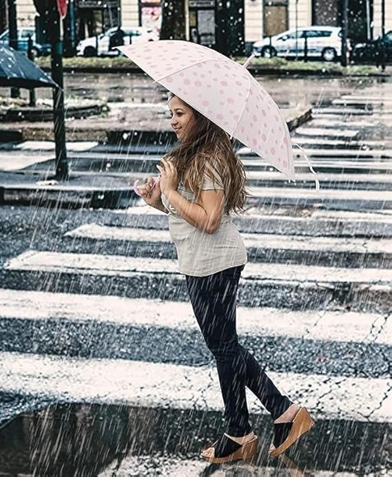 Polka Dot Rain Umbrella ? Cute Compact Folding Umbrella with Colorful Dot Print