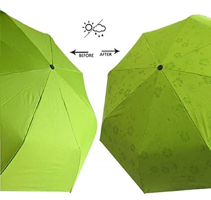 Magic Umbrella (Green) ? Color Changing Folding Umbrella with UV & Rain Protection