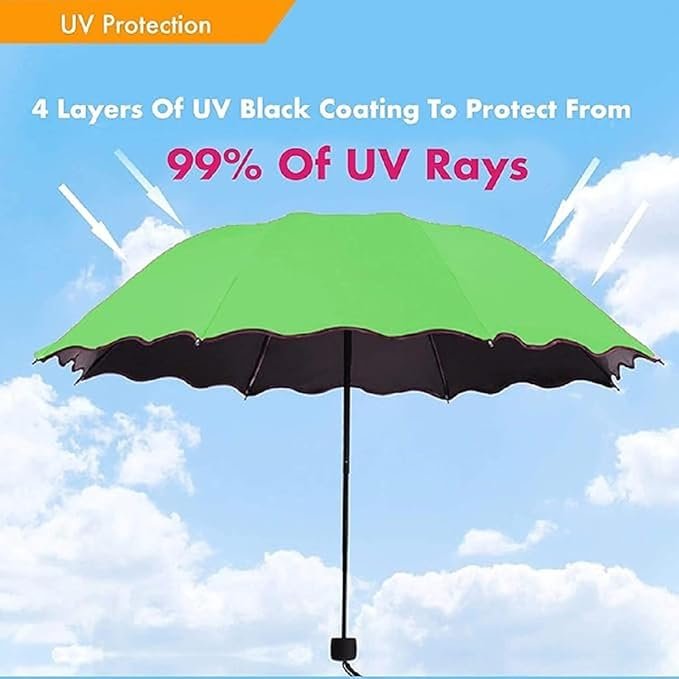 Magic Umbrella (Green) ? Color Changing Folding Umbrella with UV & Rain Protection