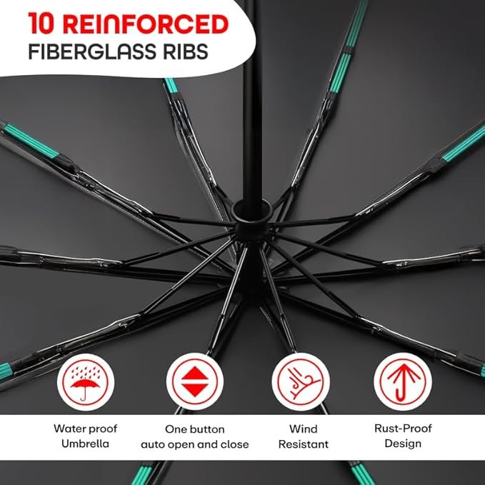 Automatic Open Close Umbrella ? Windproof Travel Folding Umbrella with One-Touch Operation