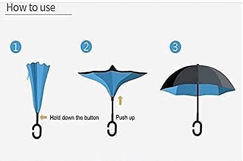 C Handle Umbrella ? Inverted Windproof Umbrella with Hands-Free C-Shaped Handle