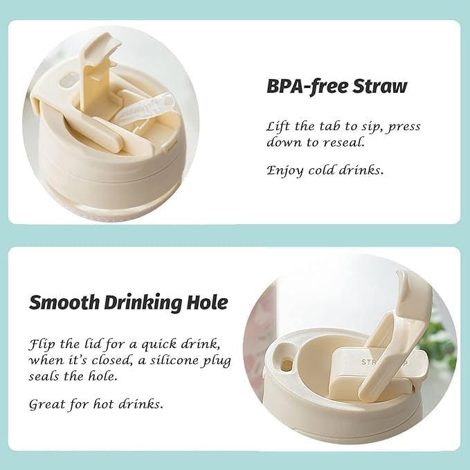 Travel Sipper Double Drink Straw with Chain ? Reusable Straw Set for Water, Juice, and Beverages