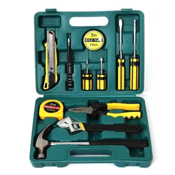 12 Pc Household Tool Box Set ? Compact Home Repair Kit with Essential Tools for DIY & Maintenance