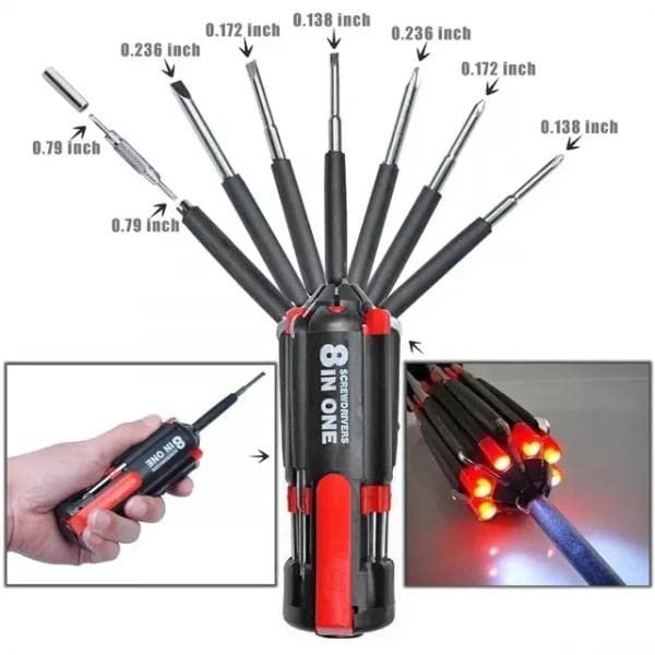 8 in 1 Screwdriver Set ? Multi-Bit Magnetic Tool with Interchangeable Heads for Home & Electronics