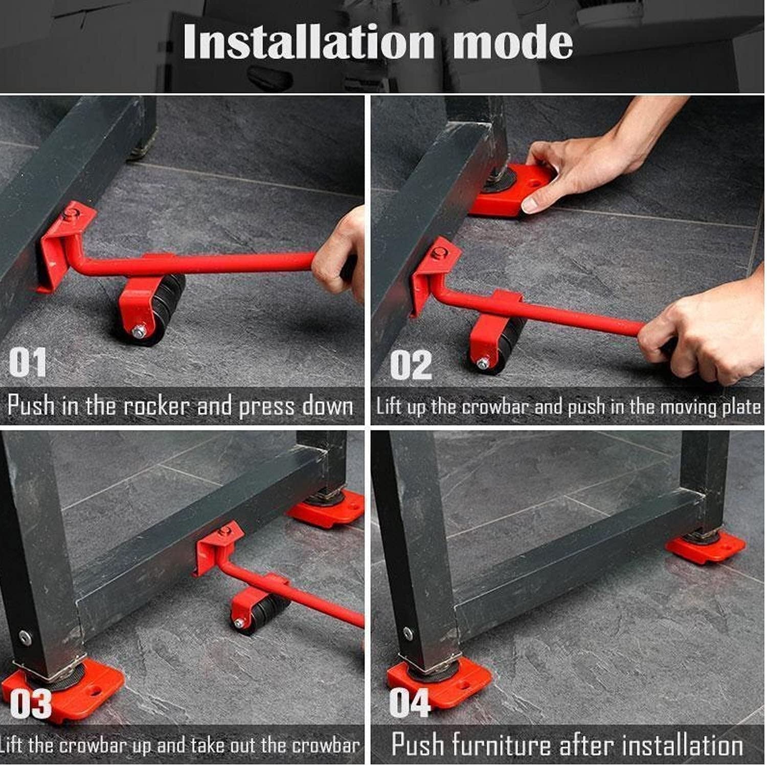 Furniture Shifting Tool (Full Size) ? Heavy-Duty Mover Roller Set for Lifting & Moving Furniture Easily