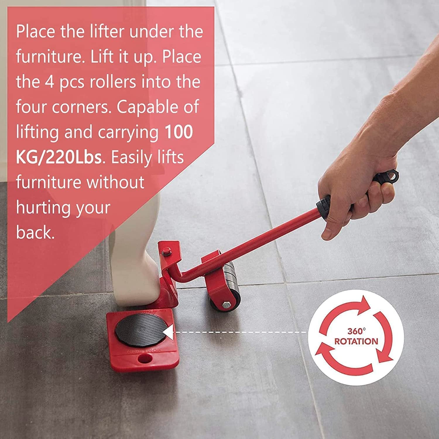 Furniture Shifting Tool (Full Size) ? Heavy-Duty Mover Roller Set for Lifting & Moving Furniture Easily