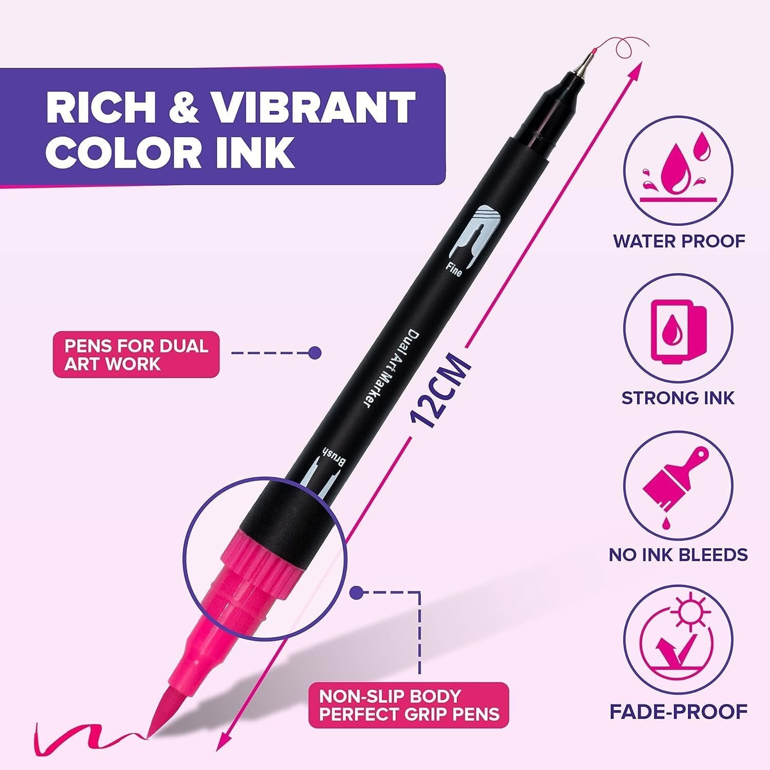 24 PCS Water Colour Pen Set ? Vibrant Water-Based Pens for Drawing, Painting, and Coloring