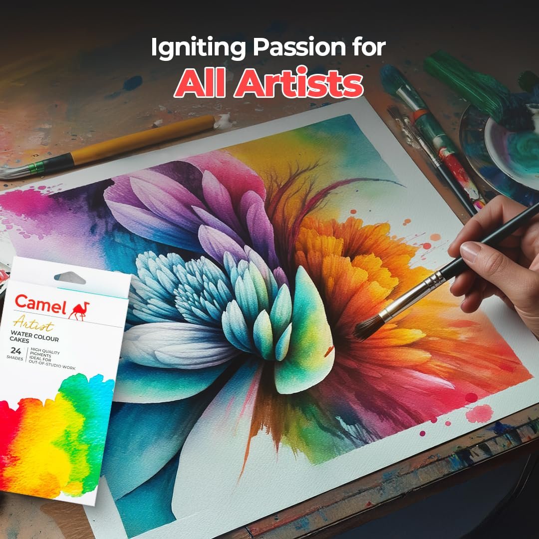 Watercolours Cakes (24 PCS) ? Set of Vibrant Watercolor Cakes for Painting, Drawing, and Crafting