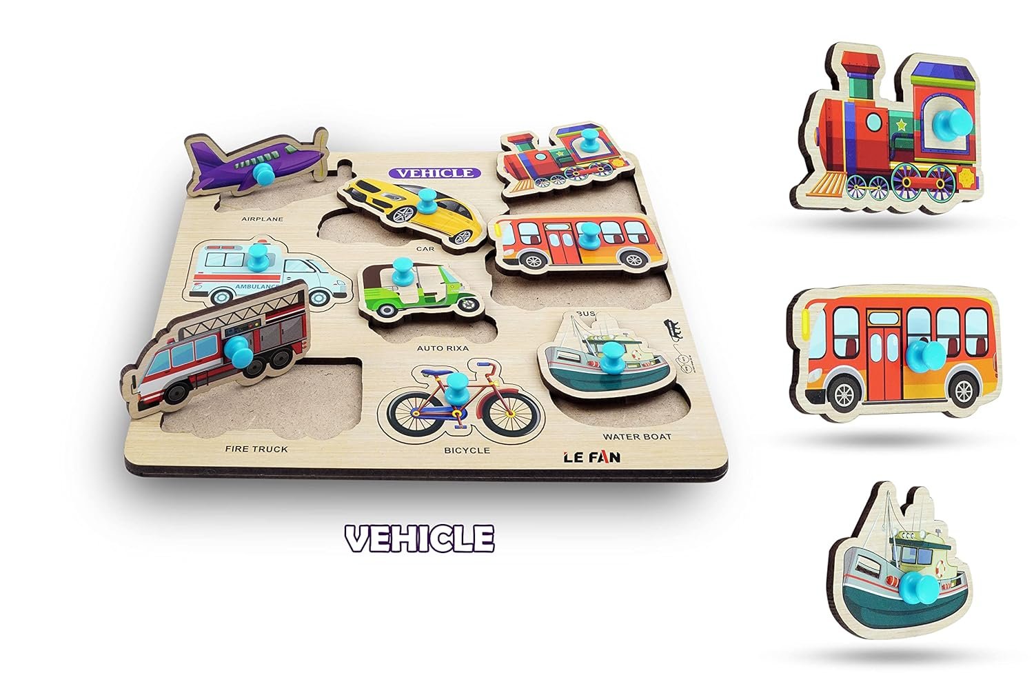 Vehicle Wooden Puzzle ? Educational Wooden Puzzle for Kids, Learn About Different Vehicles in Fun Ways