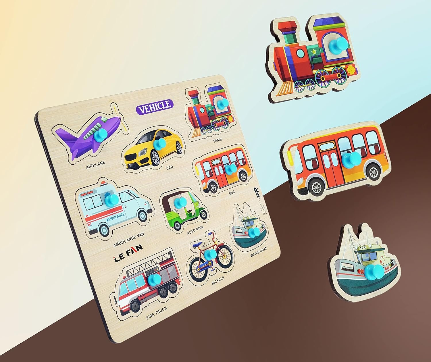 Vehicle Wooden Puzzle ? Educational Wooden Puzzle for Kids, Learn About Different Vehicles in Fun Ways