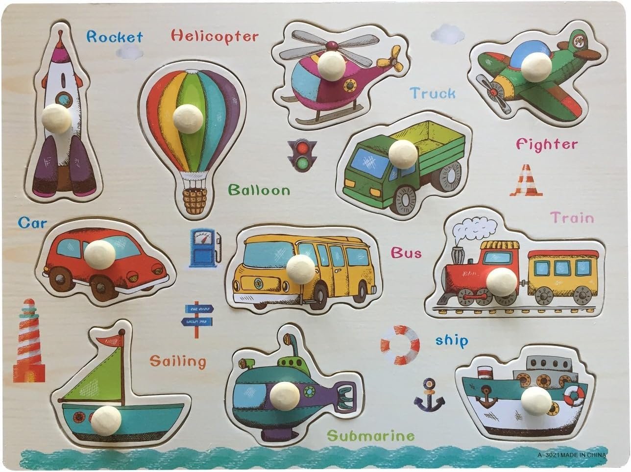 Vehicle Wooden Puzzle ? Educational Wooden Puzzle for Kids, Learn About Different Vehicles in Fun Ways