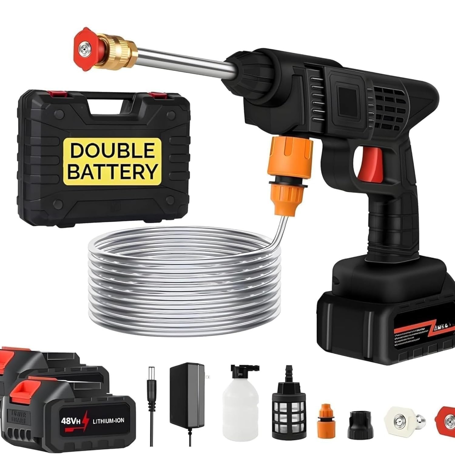 Wireless Pressure Washer Gun 48V – Cordless Power Washer with Rechargeable Battery, High-Pressure Portable Water Cleaner for Car, Patio, Garden, Home Outdoor Cleaning