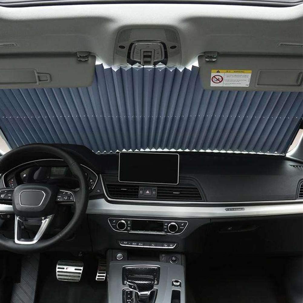 Retractable Car Sunshade for Windshield | UV Protection Roll-Up Sun Visor | Heat Resistant Front Window Shade | Universal Fit for Sedan, SUV & Truck | Easy Installation with Suction Cups