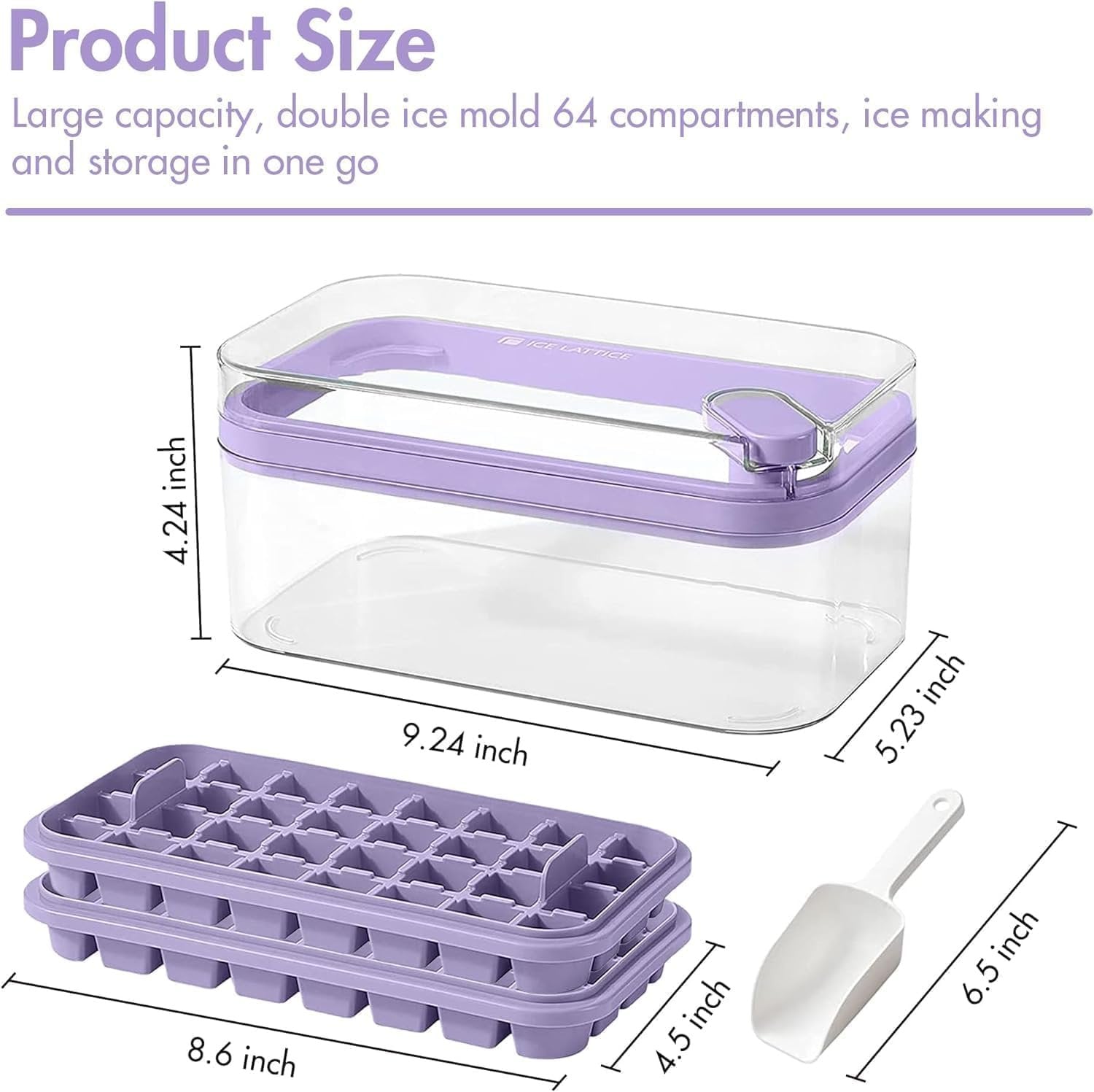 Easy Press Ice Tray Container ? Silicone Ice Cube Tray with Lid & Storage Box, Quick Release, No-Spill Stackable Ice Maker for Freezer, Kitchen & Bar Use
