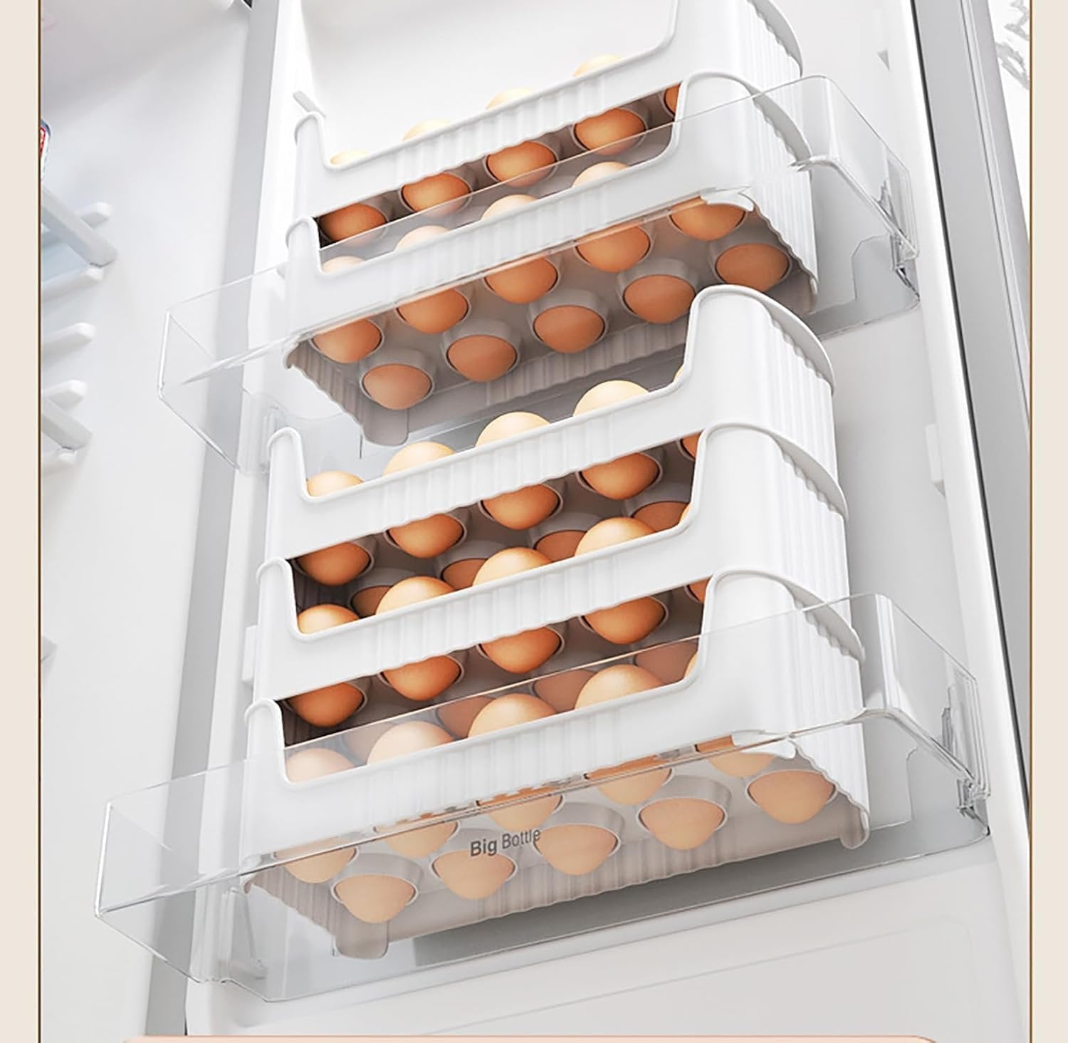 3 Layer Egg Tray ? Stackable Plastic Egg Storage Rack for Refrigerator, Holds Up to 60 Eggs, Space-Saving Organizer with Lid for Kitchen & Fridge