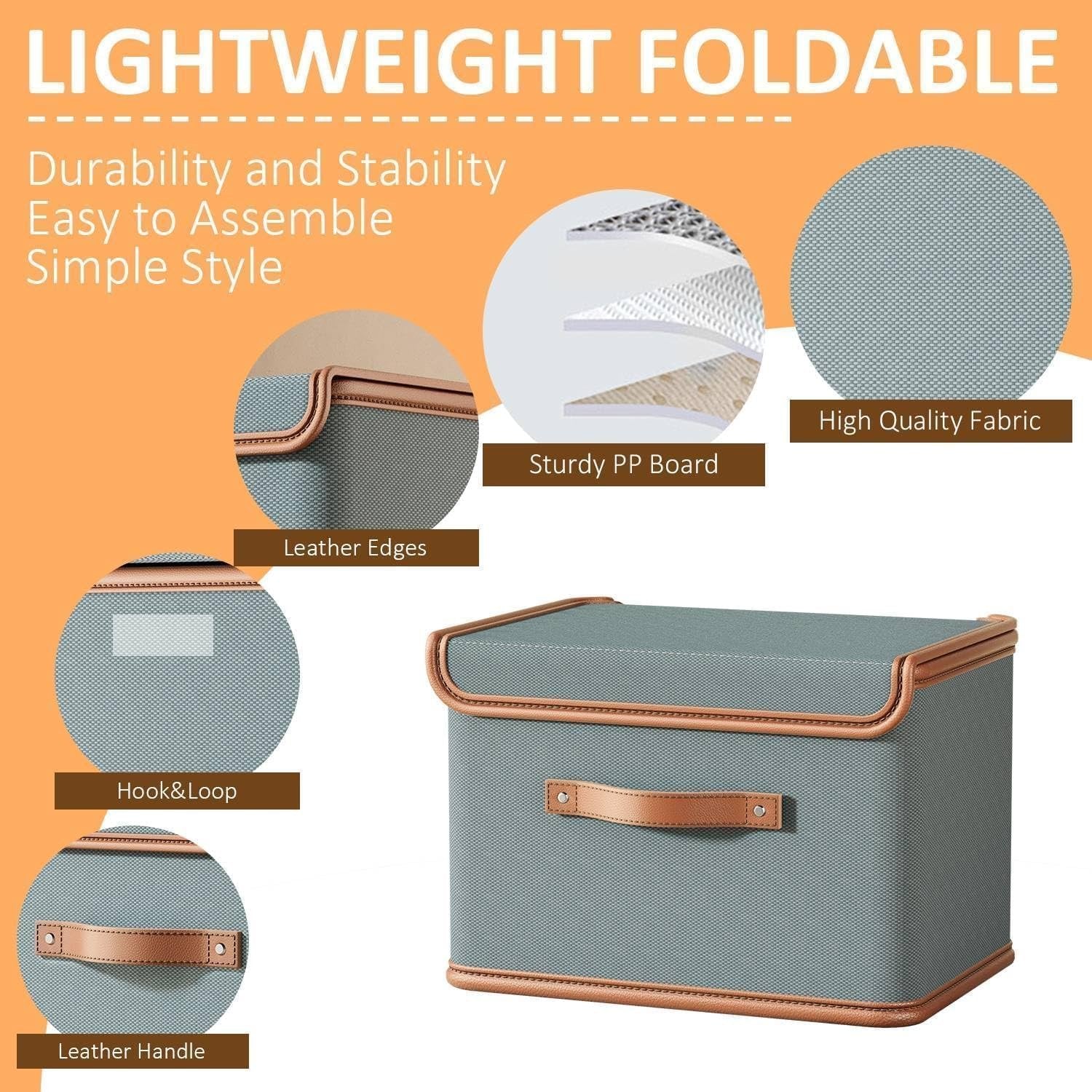 Storage Box with Lid ? Foldable Storage Organizer Bin with Handle, Durable Fabric Basket for Clothes, Toys, Office & Home Essentials