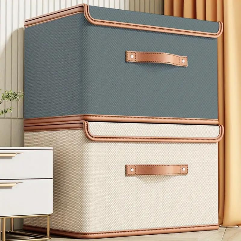 Storage Box with Lid ? Foldable Storage Organizer Bin with Handle, Durable Fabric Basket for Clothes, Toys, Office & Home Essentials