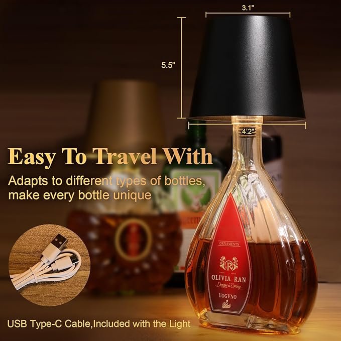 Wireless Bottle Lamp ? Rechargeable LED Bottle Light with Cork Base, Portable Ambient Night Lamp for Home, Bedroom, Party & Outdoor Decor