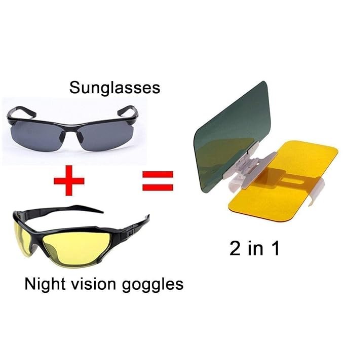 Car HD Visor ? Day & Night Anti-Glare Driving Visor, Sunshade Extender with UV Protection, Universal Fit Windshield Sun Visor for Clear Road Visibility