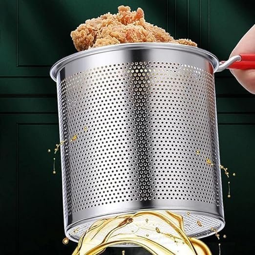 Deep Frying Pot with Strainer ? Stainless Steel Japanese Tempura Fryer with Oil Filter Lid & Handle, Induction Compatible for Home & Restaurant Use