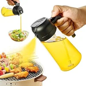 2 in 1 Oil Spray Bottle ? Dual Chamber Olive Oil & Vinegar Dispenser, Adjustable Nozzle for Spraying & Pouring, Kitchen Cooking & BBQ Tool