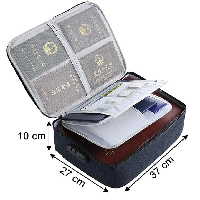 Document Organizer Bag ? Waterproof File Storage Bag with Handle, Zipper Closure & Multiple Compartments for Certificates, Documents, Passports & Stationery