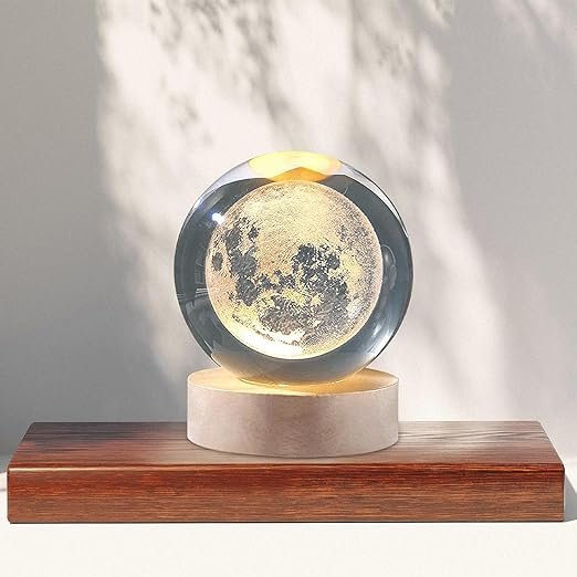 3D Crystal Ball with LED Base ? Glass Sphere Laser Engraved Galaxy, Solar System, or Zodiac Design | Night Light & Decorative Gift for Home, Office, Kids & Astronomy Lovers