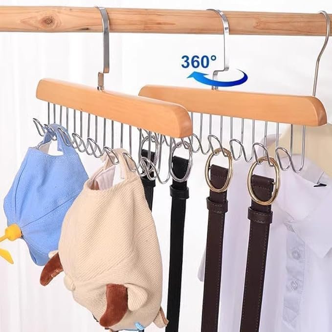 8 Hook Wooden Hanger ? Wall Mounted Multi-Purpose Coat Rack | Space-Saving Wooden Hook Rail for Clothes, Hats, Towels & Bags ? Home & Office Organizer