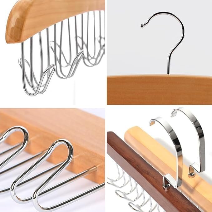 8 Hook Wooden Hanger ? Wall Mounted Multi-Purpose Coat Rack | Space-Saving Wooden Hook Rail for Clothes, Hats, Towels & Bags ? Home & Office Organizer