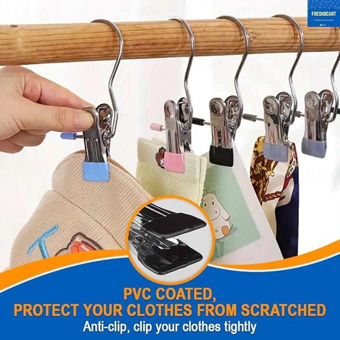 Cloth Clip Hanger ? Multi-Clip Drying Hanger with 12/24 Clips | Foldable Hanging Rack for Socks, Underwear, Baby Clothes & Delicates | Space-Saving Laundry Organizer