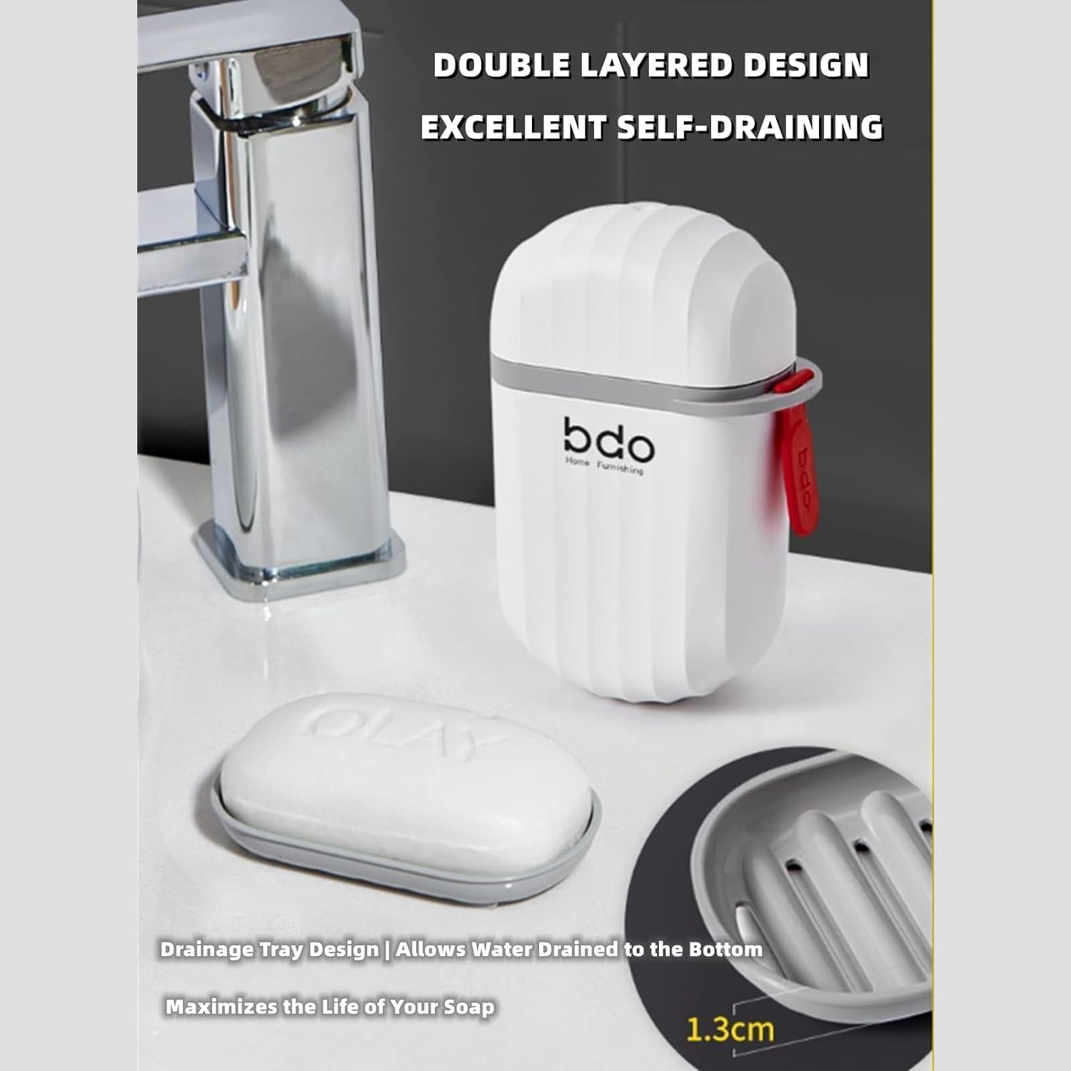 Travel Soap Box Case ? Portable Soap Holder with Lid & Drain Tray | Leakproof, Durable & Compact Soap Container for Travel, Gym, Camping, Hiking & Bathroom Use