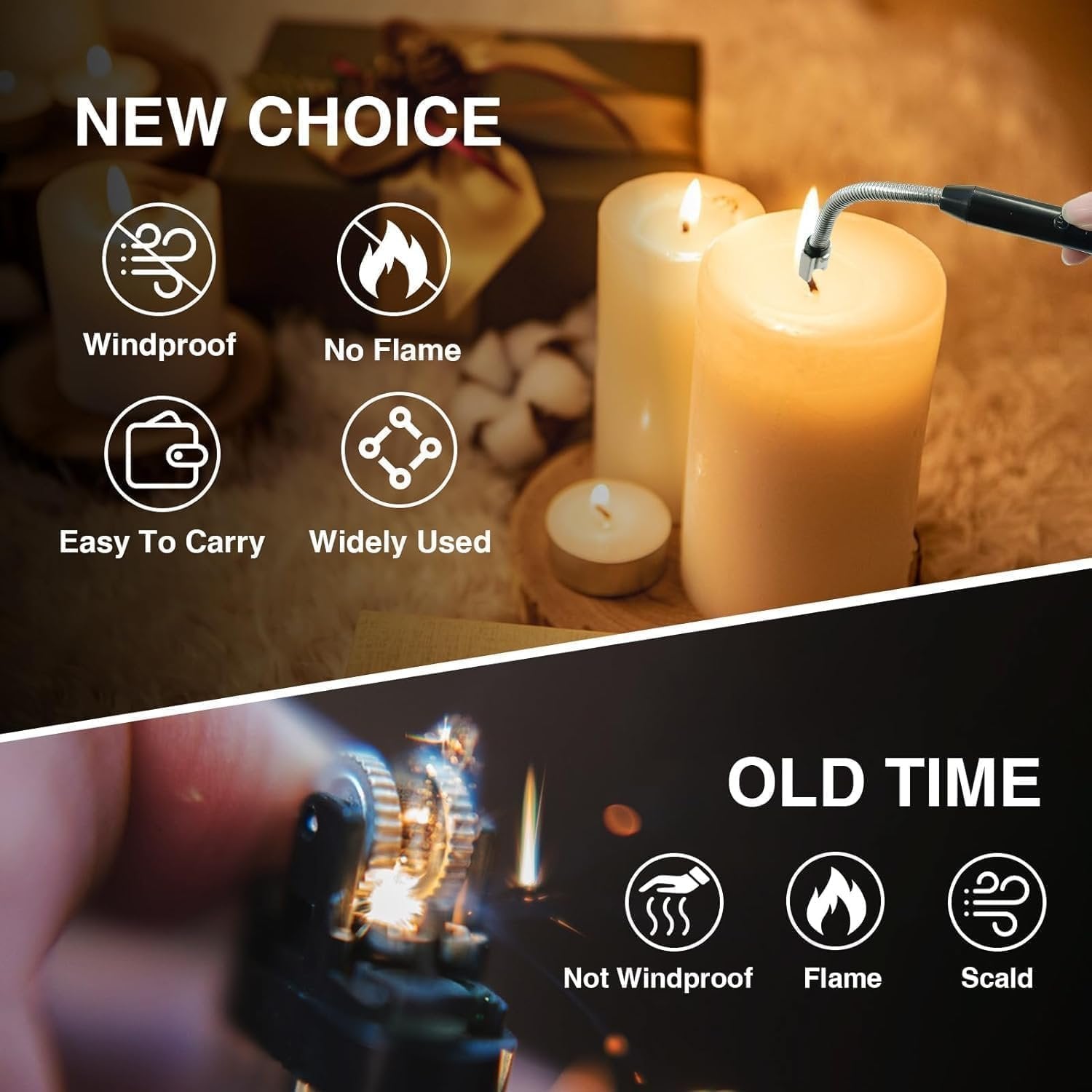USB Rechargeable Electric Gas Lighter ? Flameless Plasma Arc Lighter for Kitchen, Candle, Gas Stove & BBQ | Windproof, Safety Lock, Flexible Neck, Eco-Friendly