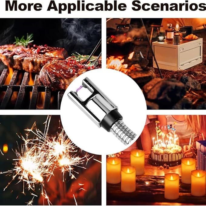 USB Rechargeable Electric Gas Lighter ? Flameless Plasma Arc Lighter for Kitchen, Candle, Gas Stove & BBQ | Windproof, Safety Lock, Flexible Neck, Eco-Friendly
