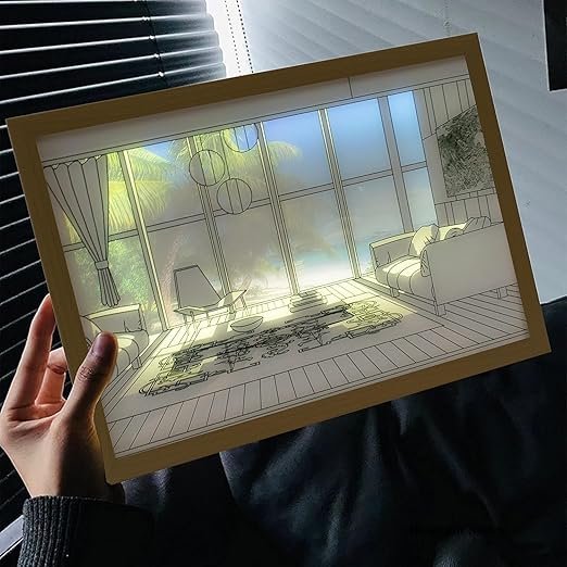 3D LED Painting Photo Frame ? Decorative Night Light Wall Art with Backlit Illumination | USB Powered, Home D?cor for Bedroom, Living Room & Gifting (Wall & Table Mount)