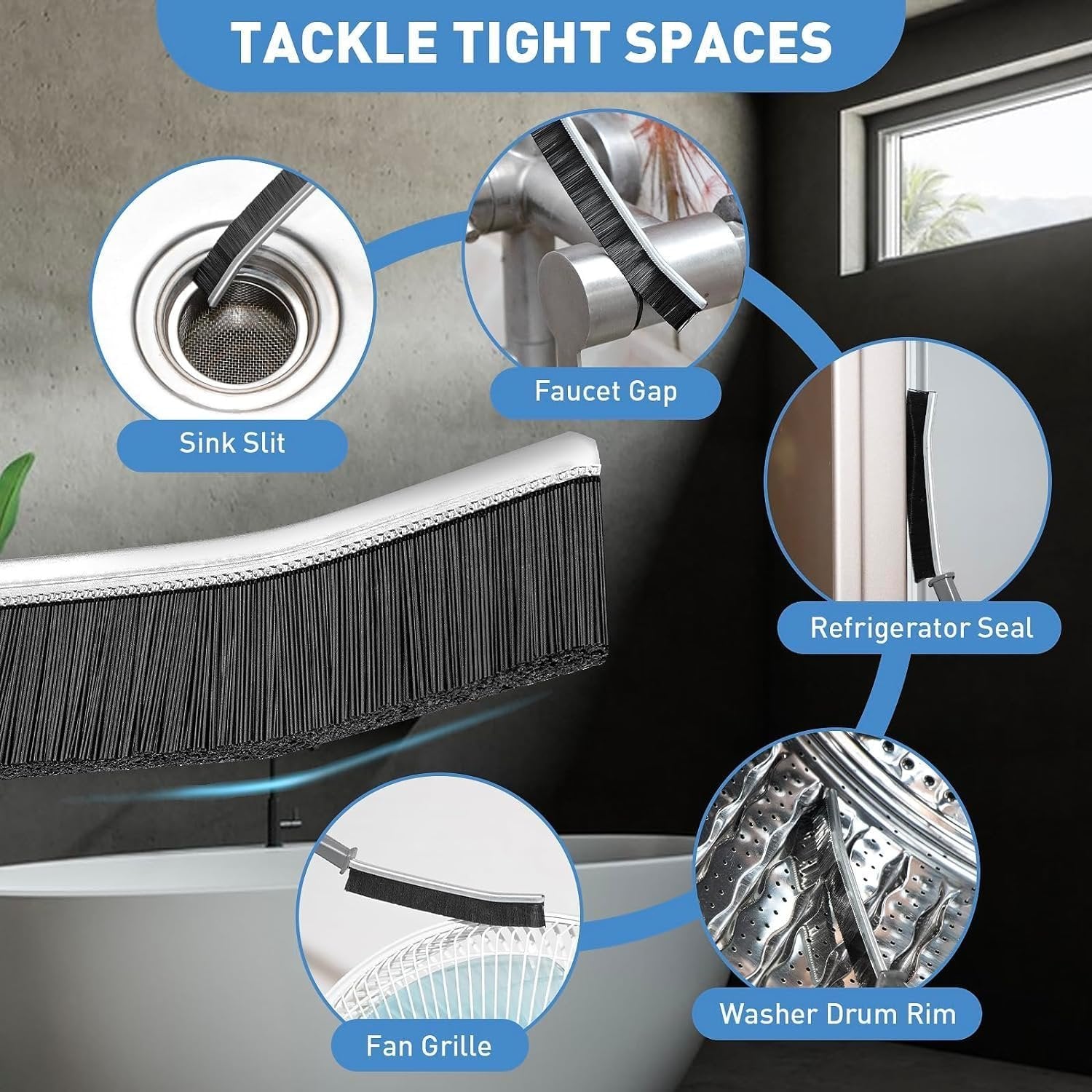 Gap Cleaning Brush ? Narrow Crevice Cleaning Tool for Kitchen, Window Tracks & Bathroom | Dual-Head Design with Scraper & Bristles, Deep Clean Corners Easily