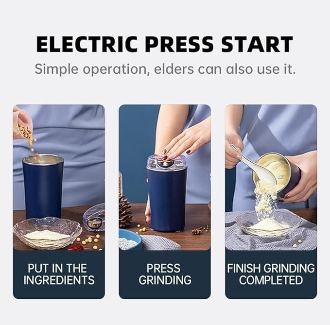 Electric Coffee Grinder ? 250W Stainless Steel Blade Grinder for Coffee Beans, Spices & Nuts | Fast & Efficient Grinding, One-Touch Operation, Compact Design